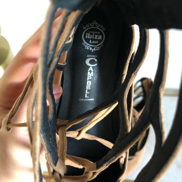 Jeffery Campbell Atrium Camel Gladiator Flats - Picture 6 of 8